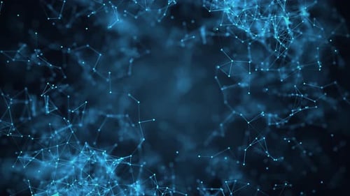 Technology Network Digital Nodes And Connection Path Data Tunnel.