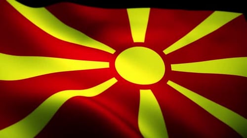 Waving North Macedonia Flag Realistic Animation