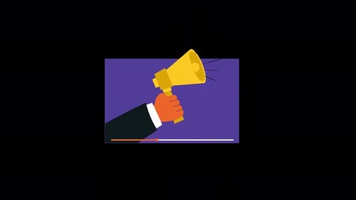 Flat Design Animated Hand Holding Megaphone for Marketing