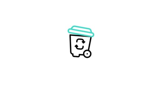 Animated Minimalist Recycling Bin Icon with Outline Design