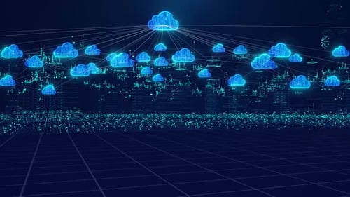 Futuristic Cloud Network Connecting Digital City Data Flow