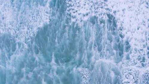 Aerial View Waves Splash to Foaming Background