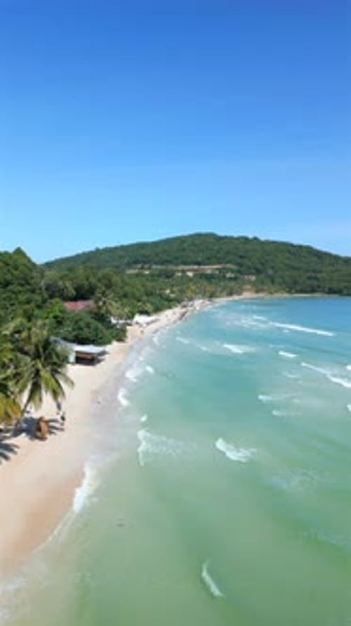 Aerial View of Tropical Coast of Phu Quoc Island Vietnam