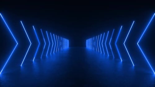 Neon Blue Light Tunnel