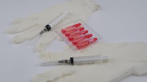 Medical Syringes and Ampules with Gloves