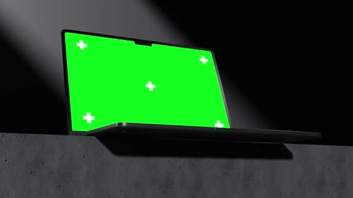 Modern Laptop Green Screen Mockup with Dolly Zoom
