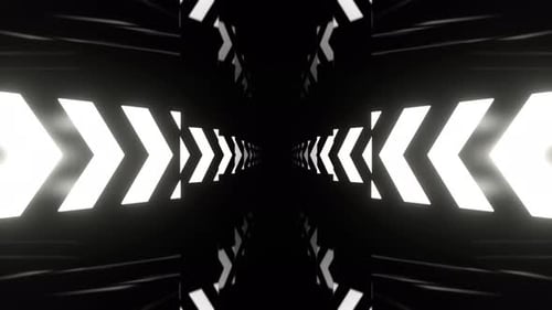 White Elegant Hallway With Neon Arrows Background Vj Loop I 4K