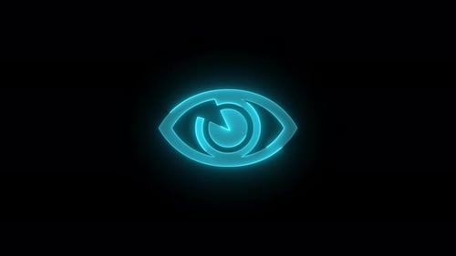 Neon Glowing Eye Icon Loop Animation
