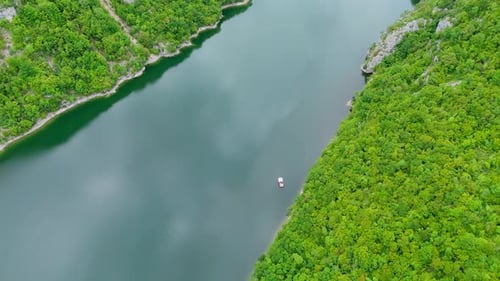 Aerial View of Vrbas River through Green Canyons, Bosnia