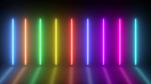 Colorful Neon Light Bars Appearing Background Animation