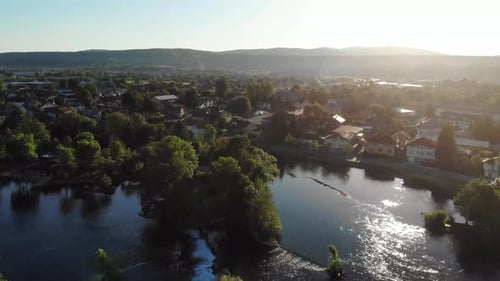 Beautiful sunrise in the city of Bihac.