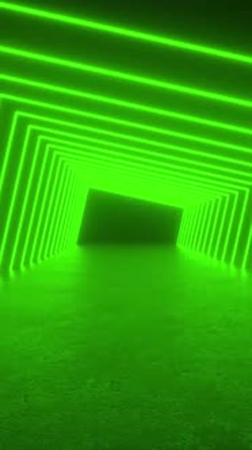Green Neon Geometric Tunnel Loop Background