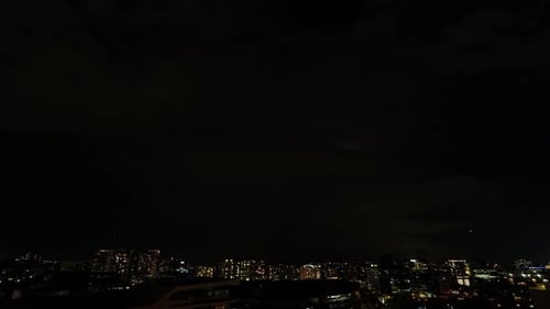 A wild storm slams into Brisbane city, creating a dramatic display of intense lightning that