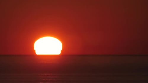 Time Lapse Sunset Red Sky and Beautiful Sea Footage Sun of Sunshine