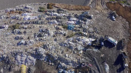Aerial View of a Large Landfill with Garbage