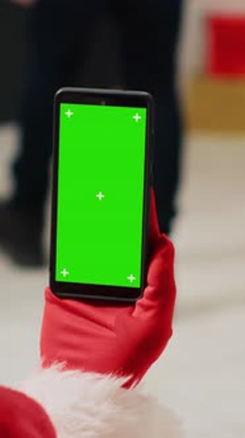 Vertical Video Santa Holding Chroma Key Phone