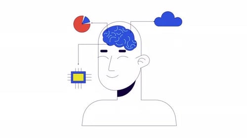 Animação 2D da linha de análise de dados AI