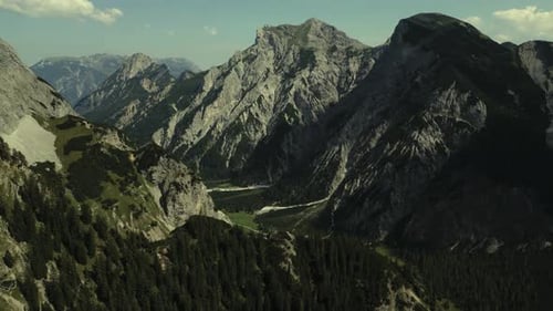Aerial view of mountains and valley, Austria.