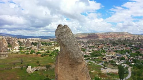 Aerial View of Unique Rock Formations in Cappadocia, Turkey
