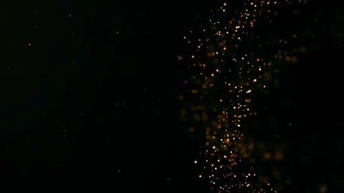 Dust Gold Particles, random motion of particles.On beatiful relaxing Background.