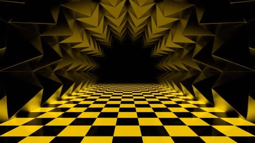 Black And Yellow Spike Tunnel Background Vj Loop In HD