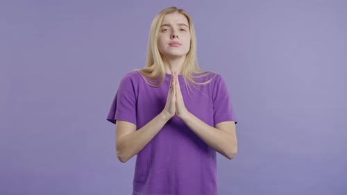 Teenager Girl Praying Begs to Apologize Guilty Violet Studio Hopeful Prayer