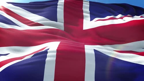 Zoom In Realistic Flag Of United Kingdom 4K