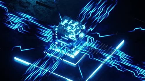 Circuit Blockchain Background Loop Animation - Computer, Data, Technology, Artificial Intelligence