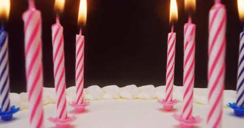 Birthday Cake with Lit Candles Celebration