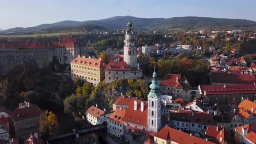 Aerial Panorama of Cesky Krumlov Old Town