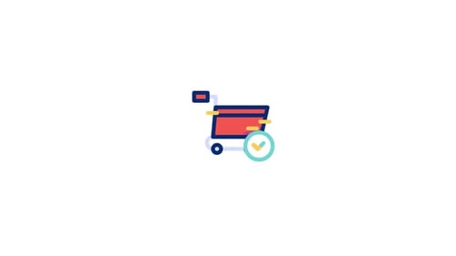 Animated Flat Design Shopping Cart Success Icon