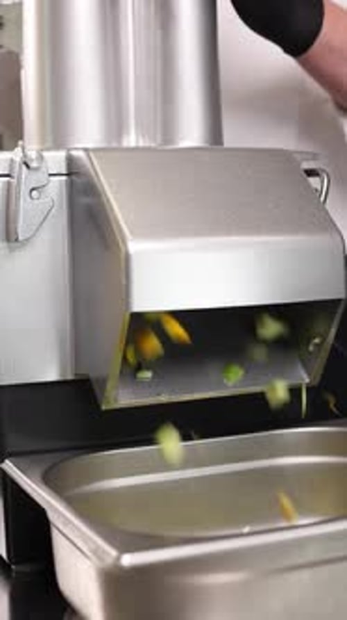 The chef prepares vegetables. Close-up