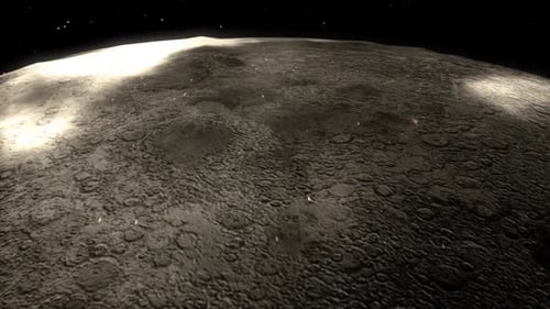 Close-Up View of Lunar Surface with Craters