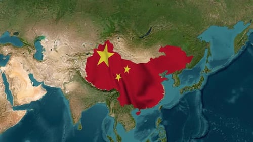 China-Karte mit wehender Flagge