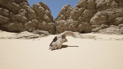 A Dead Animal on a Sandy Beach Near Some Rocks