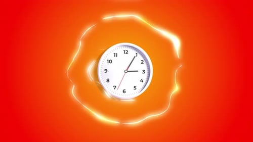 3D-Uhr mit orangefarbenem Hintergrund
