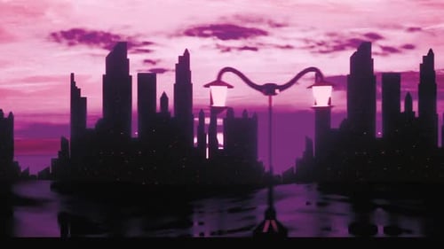 Abstract Neon City Skyline with Streetlights Loop