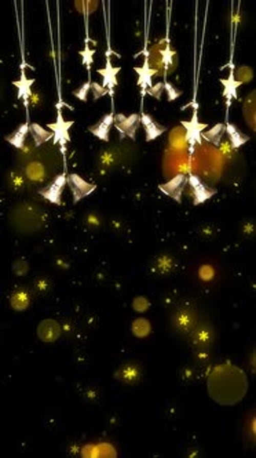 Golden Christmas Bells and Stars with Falling Particles Loop