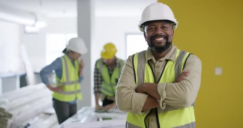 Construction Foreman Smiling Portrait on Construction Site