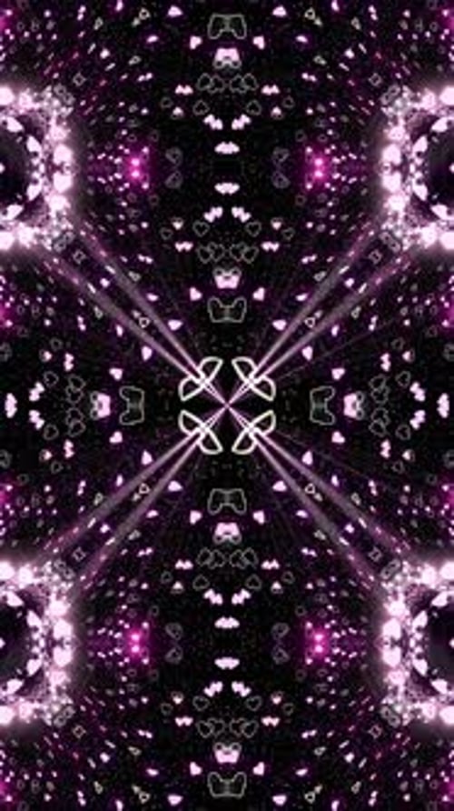 Abstract Sparkling Hearts Vertical Video Background Loop