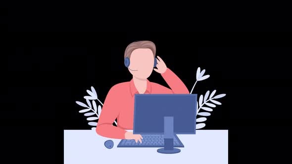 Customer Support Cartoon Animation 4K On Alpha, Backgrounds Motion ...