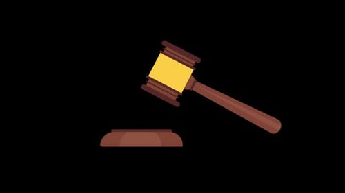 Animated Gavel Striking Sound Block Flat Design