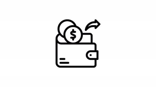 Wallet Money Transfer Line Icon Animation