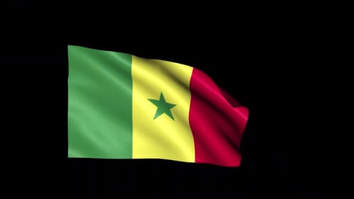 Senegal National Flag Waving Loop Animation