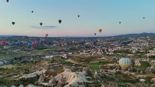 Hot Air Balloons Fly Over Cappadocia