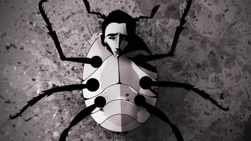 Melancholy Animated Beetle With Human Face Struggling