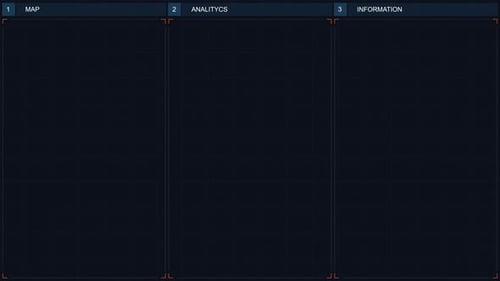 Dark interface with map, analytics, and information sections