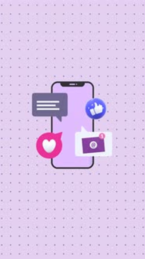 Animated 3D Social Media Icons with Smartphone Background