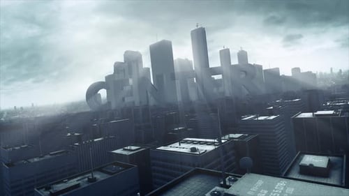 3D Skyscraper City Text Center