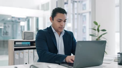 Phone call, talking and business man in office for communication, online chat and conversation